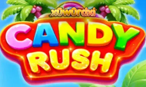 Tampilan visual cerah dan penuh warna dari slot Candy Rush dengan elemen permen tropis.